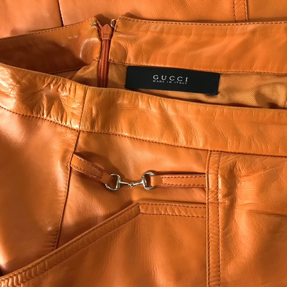 Auc Gucci Logo Napa Leather Pencil Skirt IT 40 - Picture 6 of 8